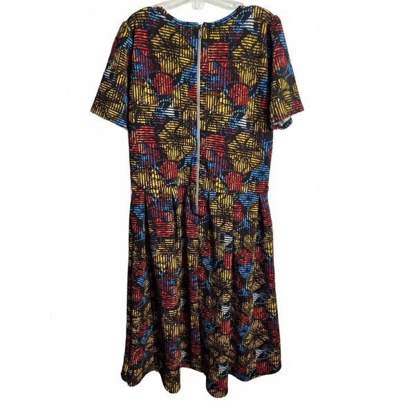 LuLaRoe Dress Mini Women's Large Puff Shoulder Pleated EUC - Picture 4 of 8